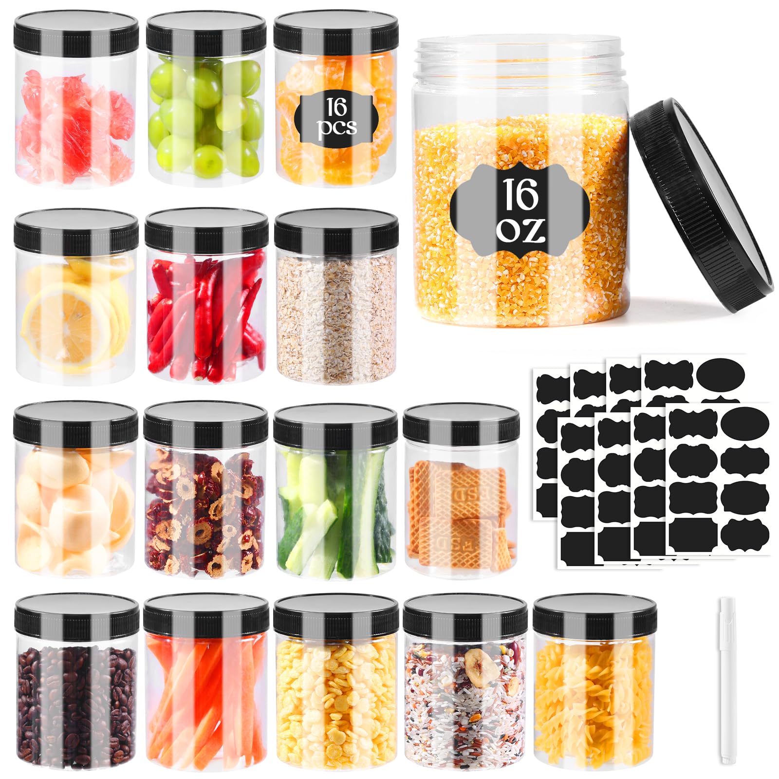 Janisfirst 16oz clear jar with lid for airtight pantry storage
