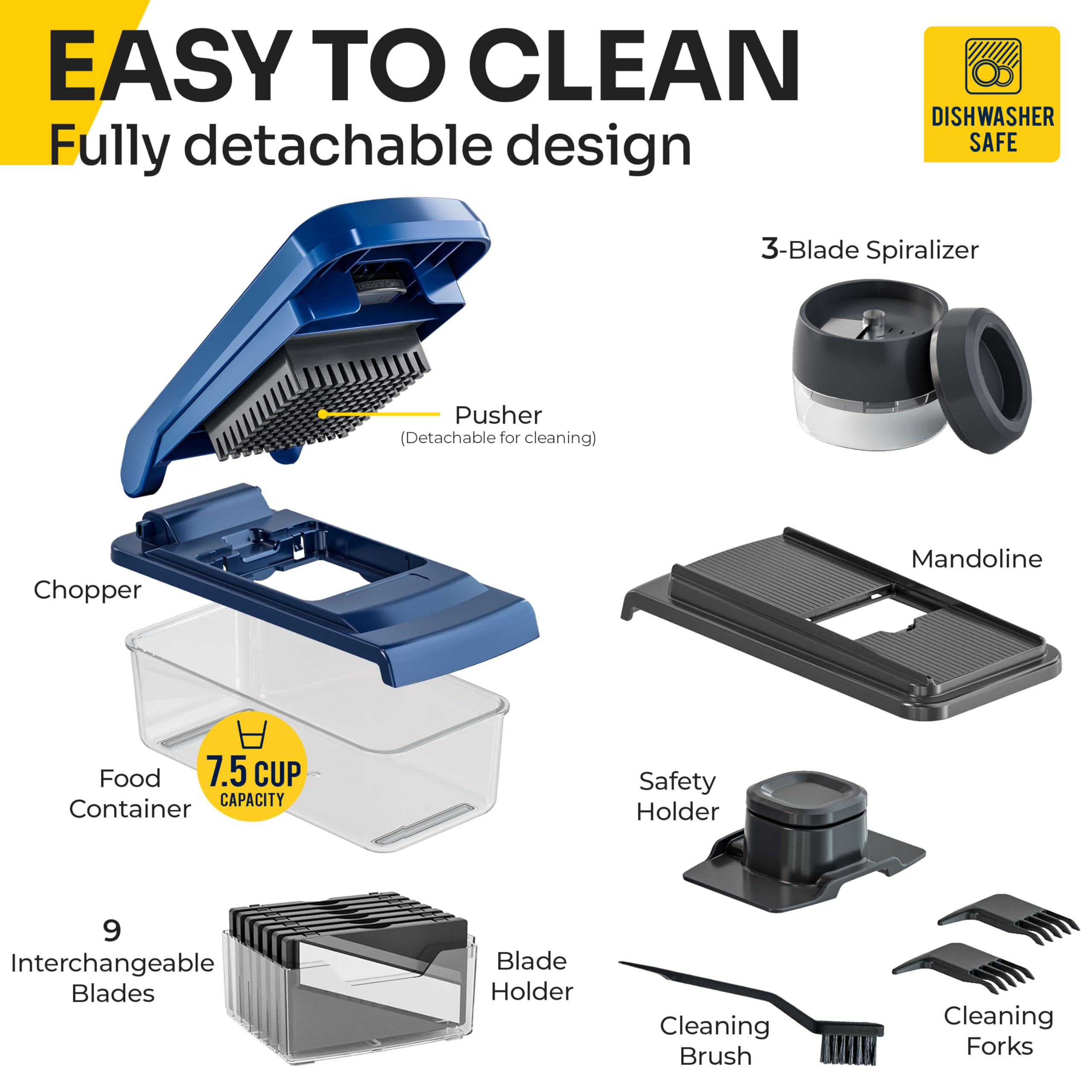 Dishwasher-safe parts simplify cleaning and storage with JANSKA UltraChop.