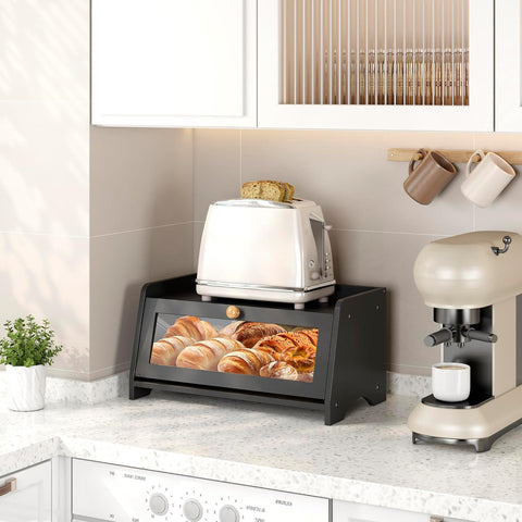 JANSNIMEN bread box black finish suits modern kitchens.
