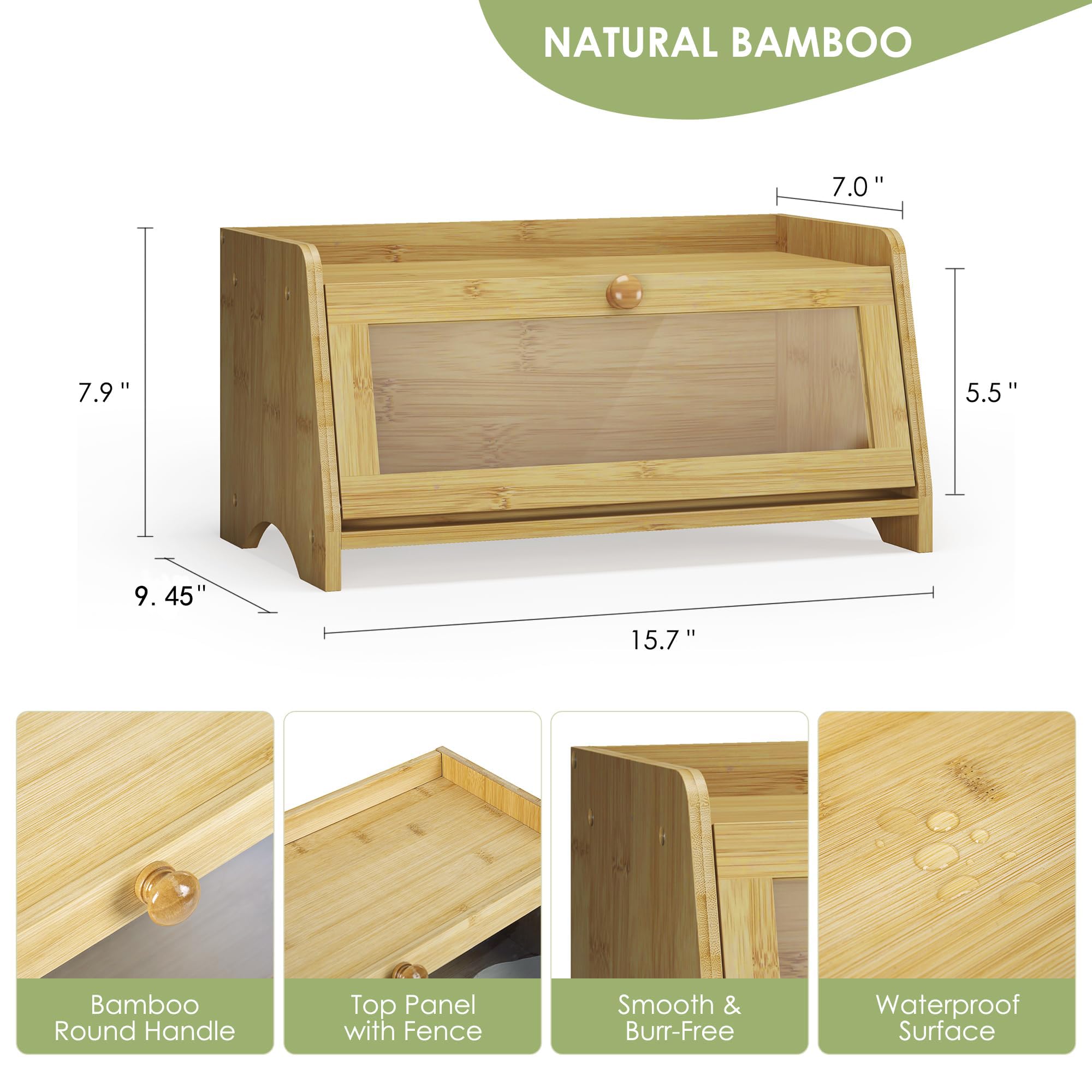 JANSNIMEN bamboo bread box top view shows interior organization at a glance.