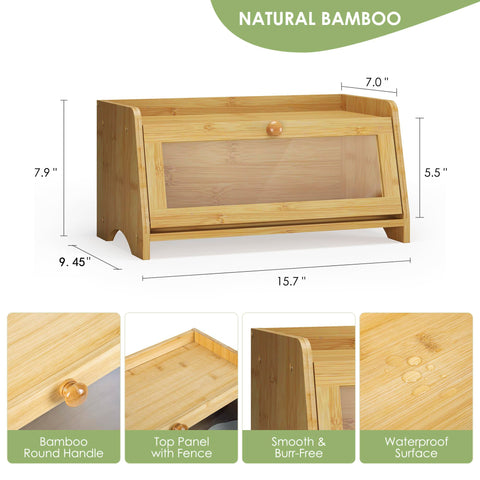 JANSNIMEN bamboo bread box top view shows interior organization at a glance.