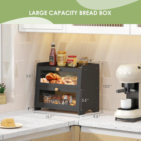 JANSNIMEN bamboo wood bread container showcases natural grain on the counter.
