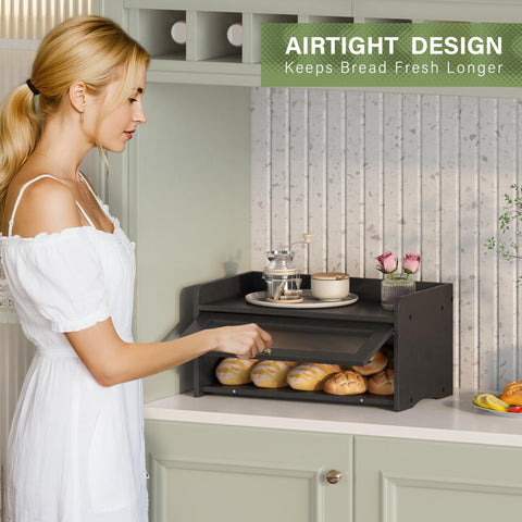 JANSNIMEN bread box door-open view with magnetic latch for smooth closure