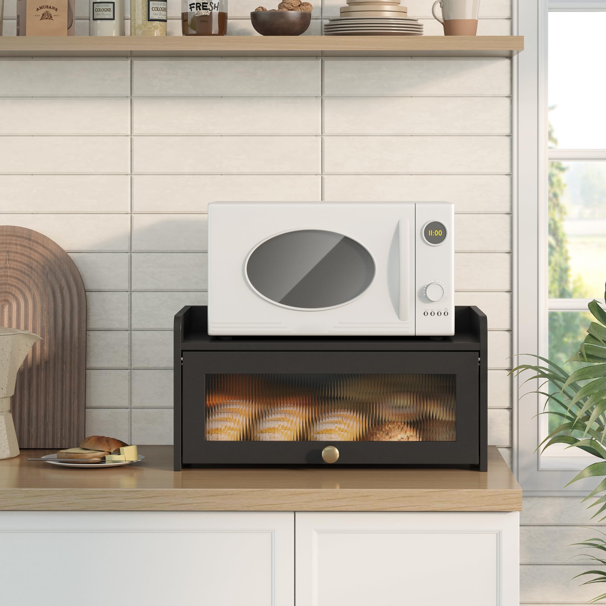 JANSNIMEN bread box in a modern kitchen with rustic farmhouse charm