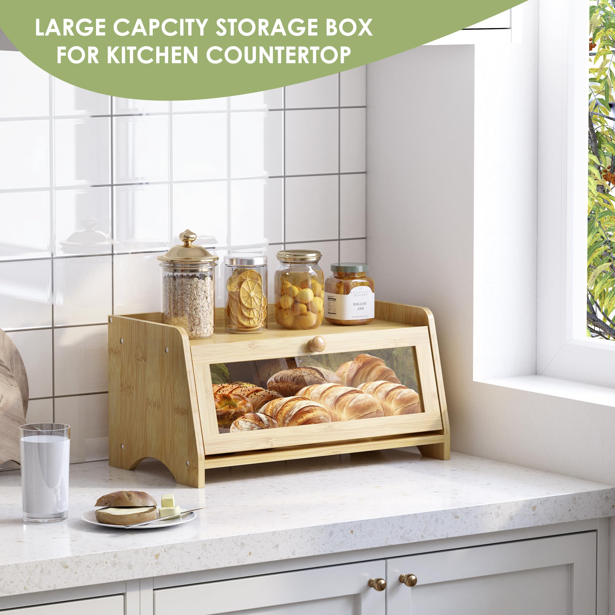 JANSNIMEN bread box inside view highlights spacious storage for loaves.