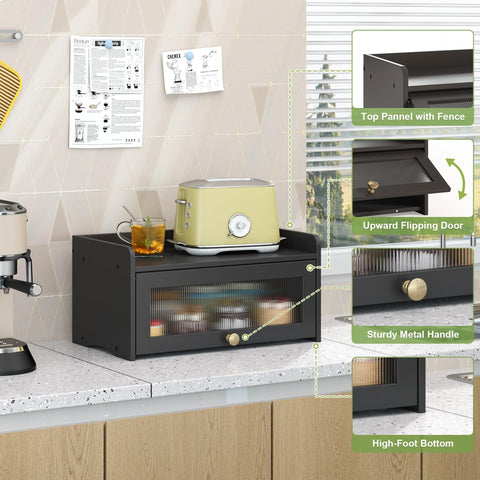 JANSNIMEN bread box top shelf extended workspace for slicing and prep