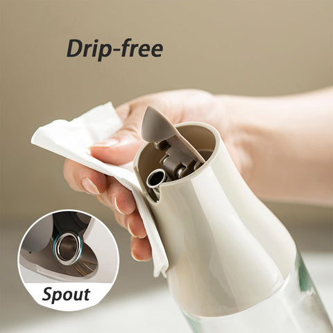 JANSSE soy sauce dispenser showing leak-proof design and wide mouth.