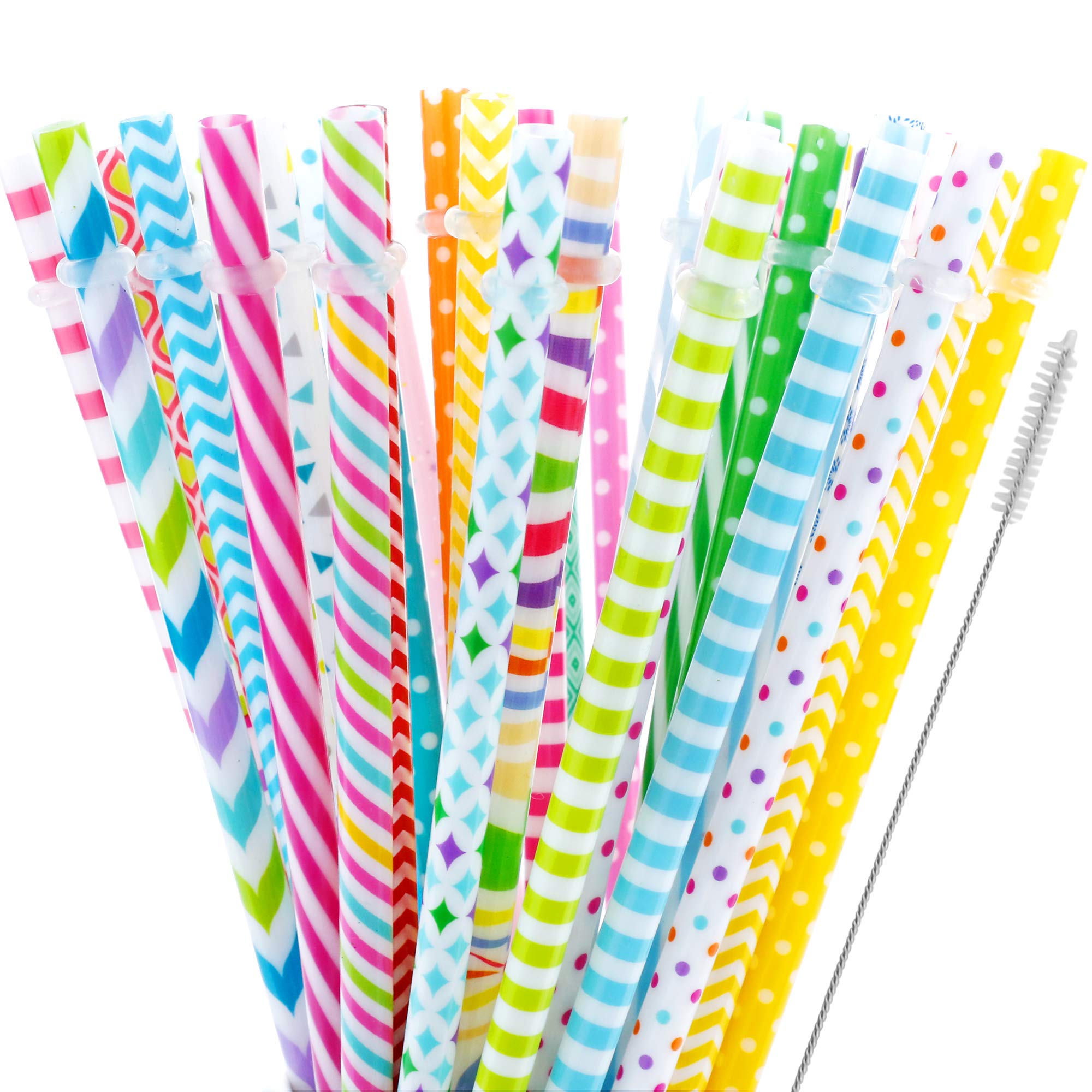 JANYUN 40-piece straw set with colorful patterns for everyday use.