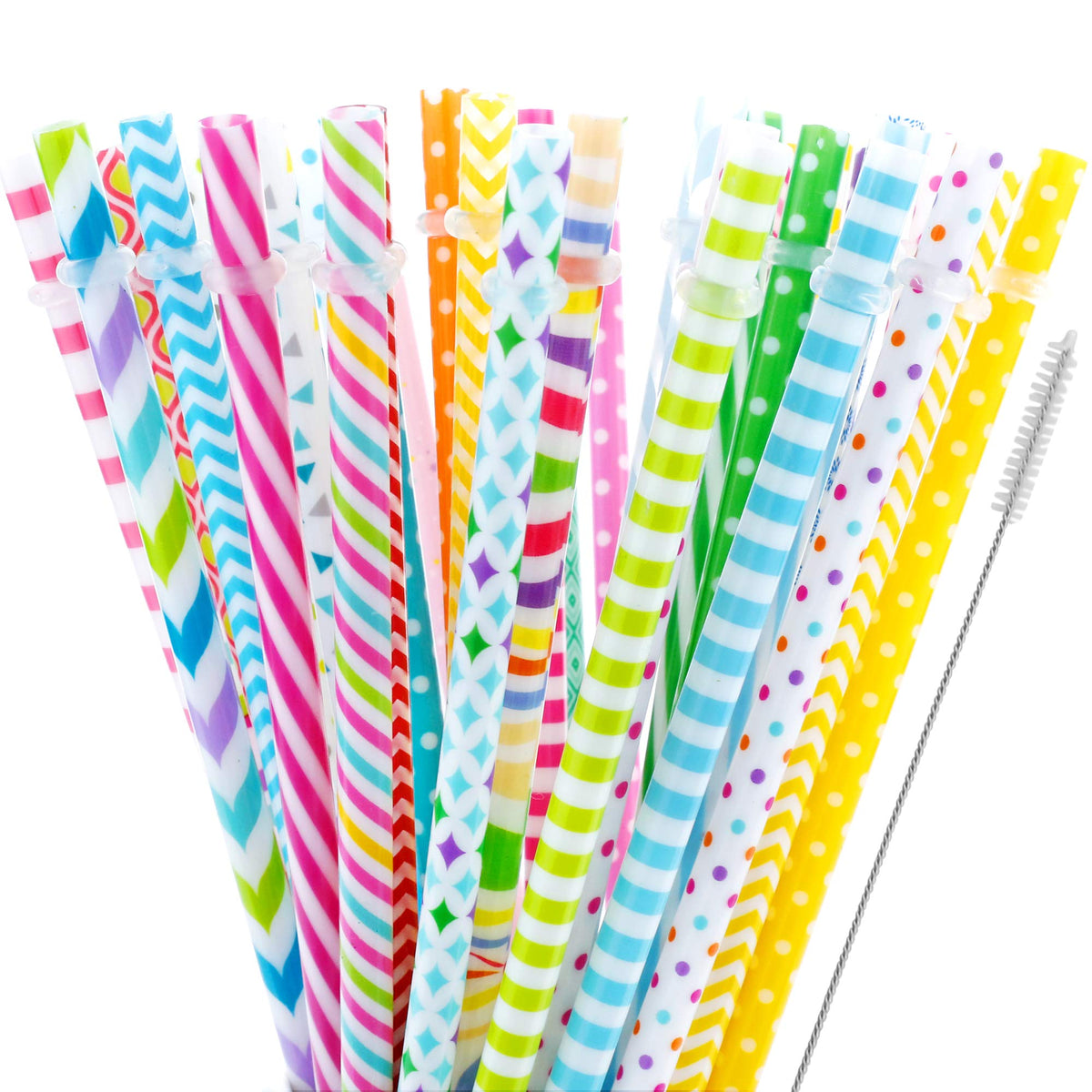 JANYUN 40-piece straw set with colorful patterns for everyday use.