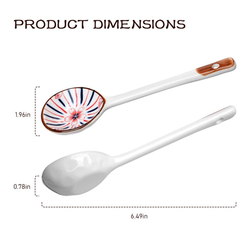 Japanese-Style Ceramic Long-Handled Spoon enhances table setting with vibrant motifs.