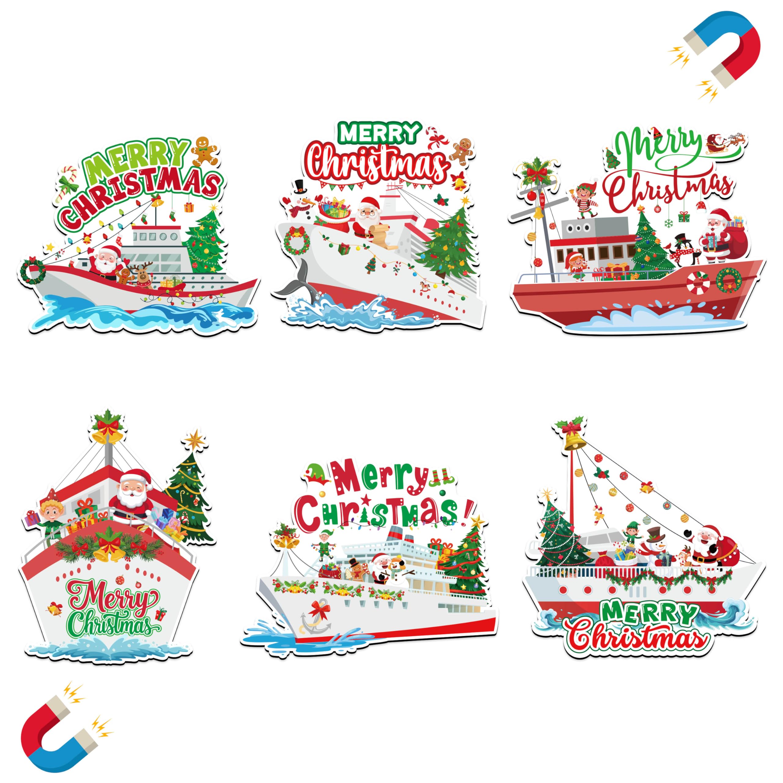 JAPBOR Christmas cruise door magnet 6pc on fridge for festive decor