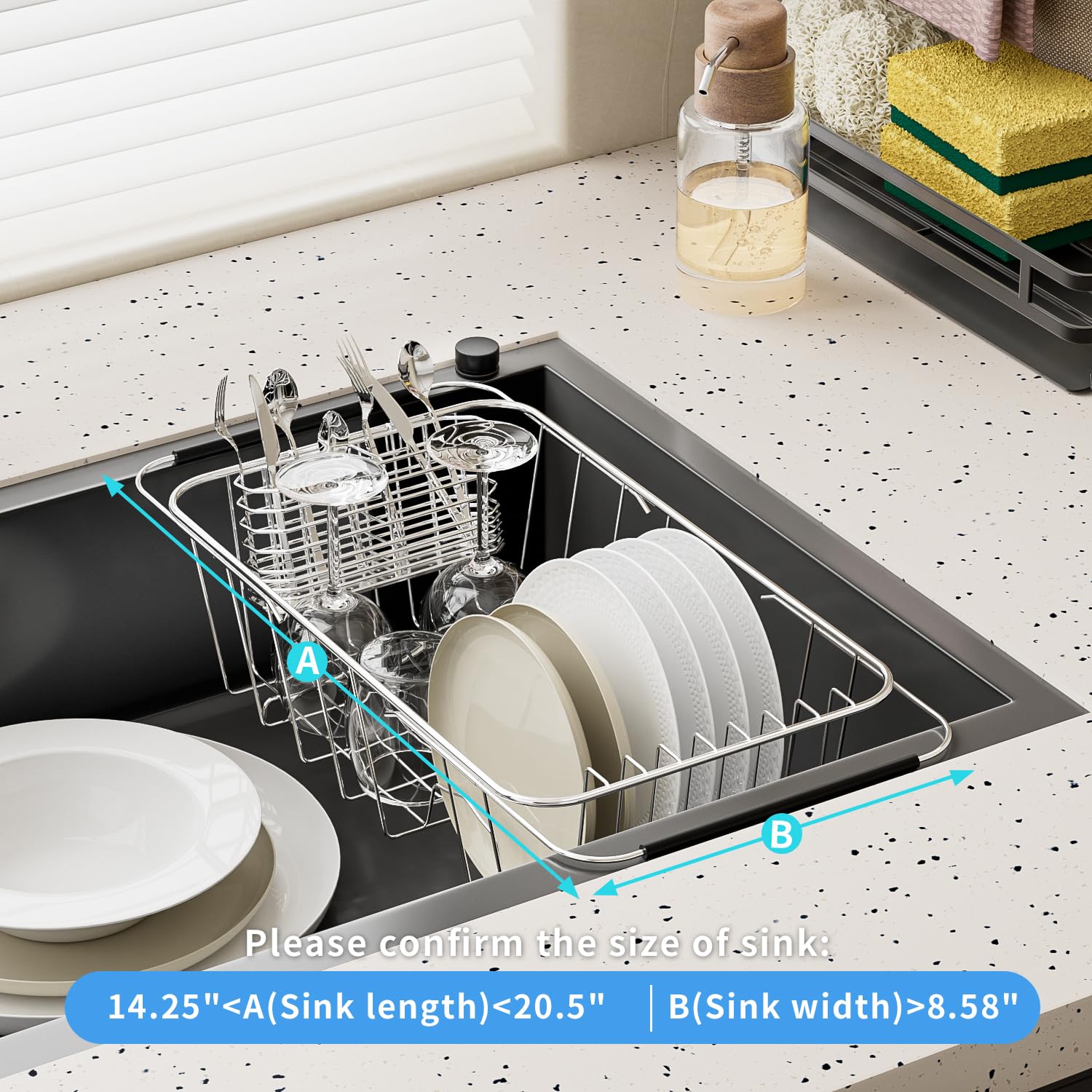JAQ kitchen organizer for dishes, pots, and pans to reduce clutter