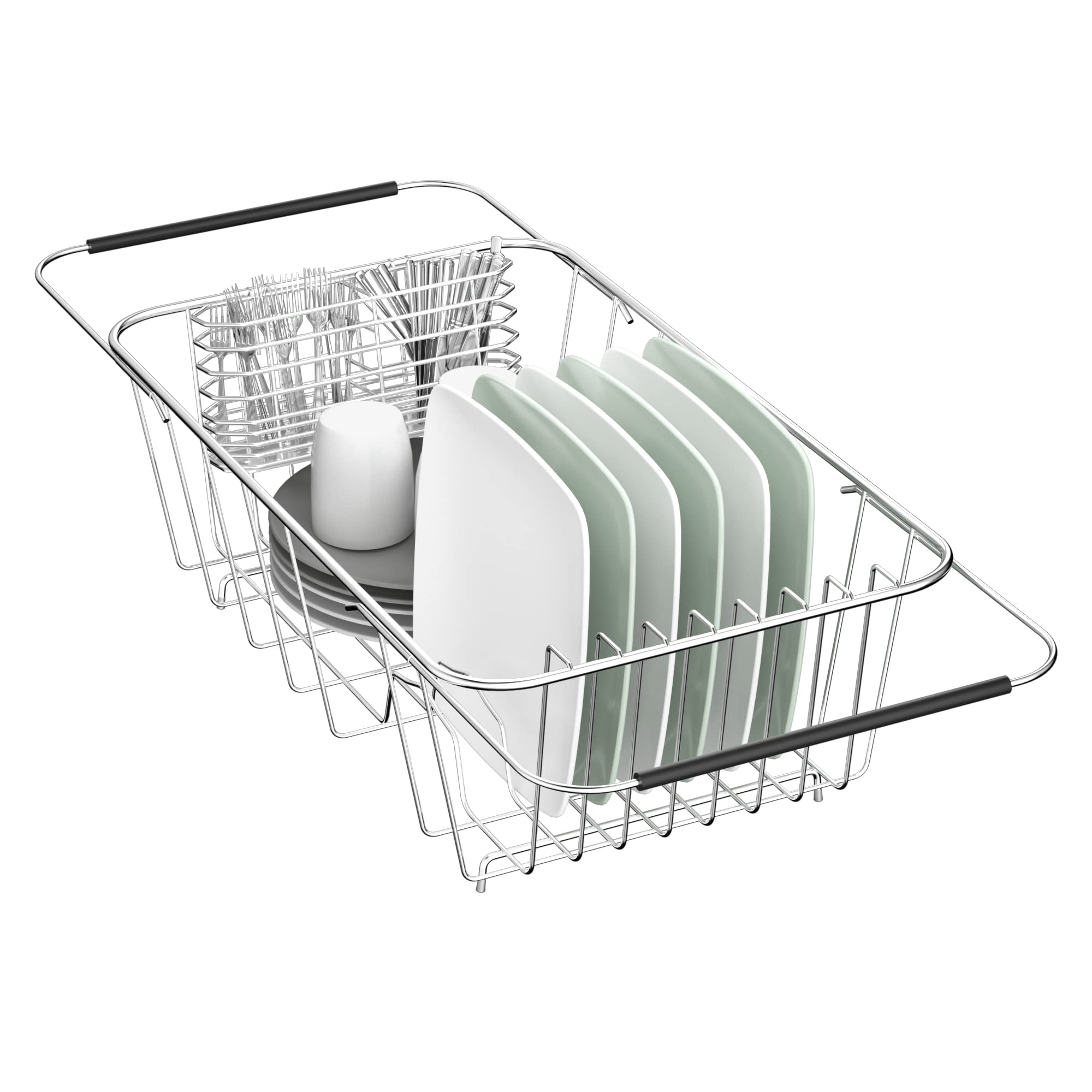 JAQ small dish drying rack over sink for space-saving drying and air circulation