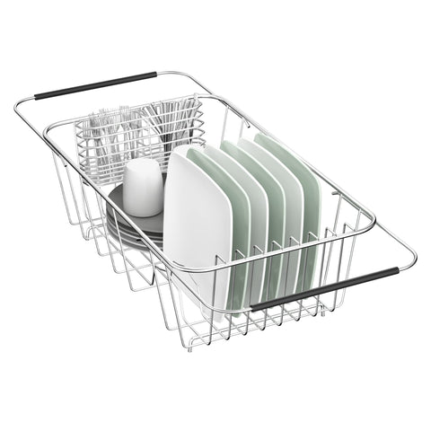 JAQ small dish drying rack over sink for space-saving drying and air circulation
