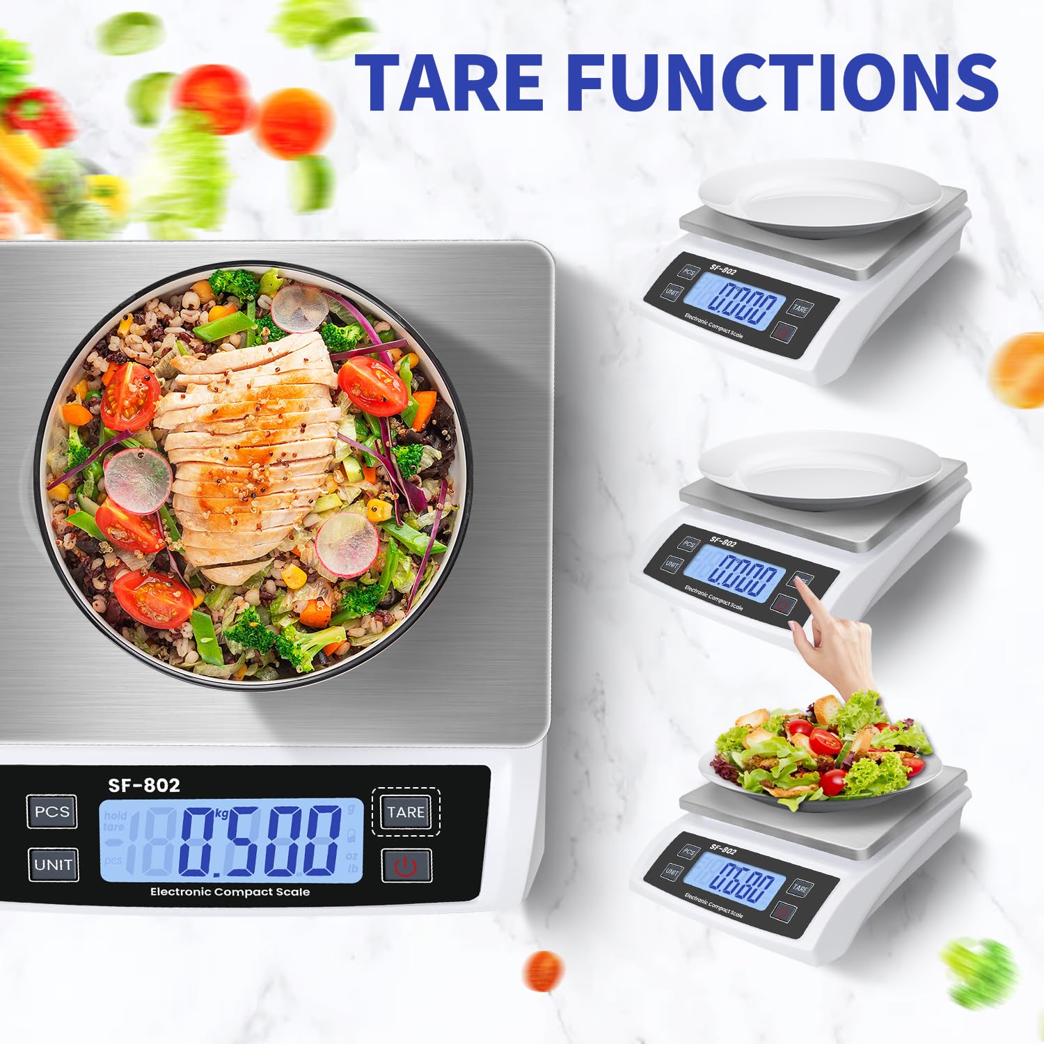 JAQAZNVB tare and zero function simplifies net ingredient weights