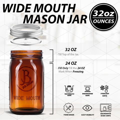 Jar Boss amber wide-mouth lids for airtight seals