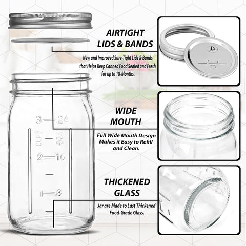 Jar Boss wide-mouth 32 oz bands ready for preserving jams, pickles, and sauces.
