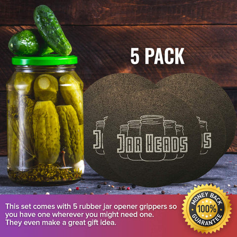 JAR HEADS rubber jar opener gripper pad 5-pack set shown as kitchen solution