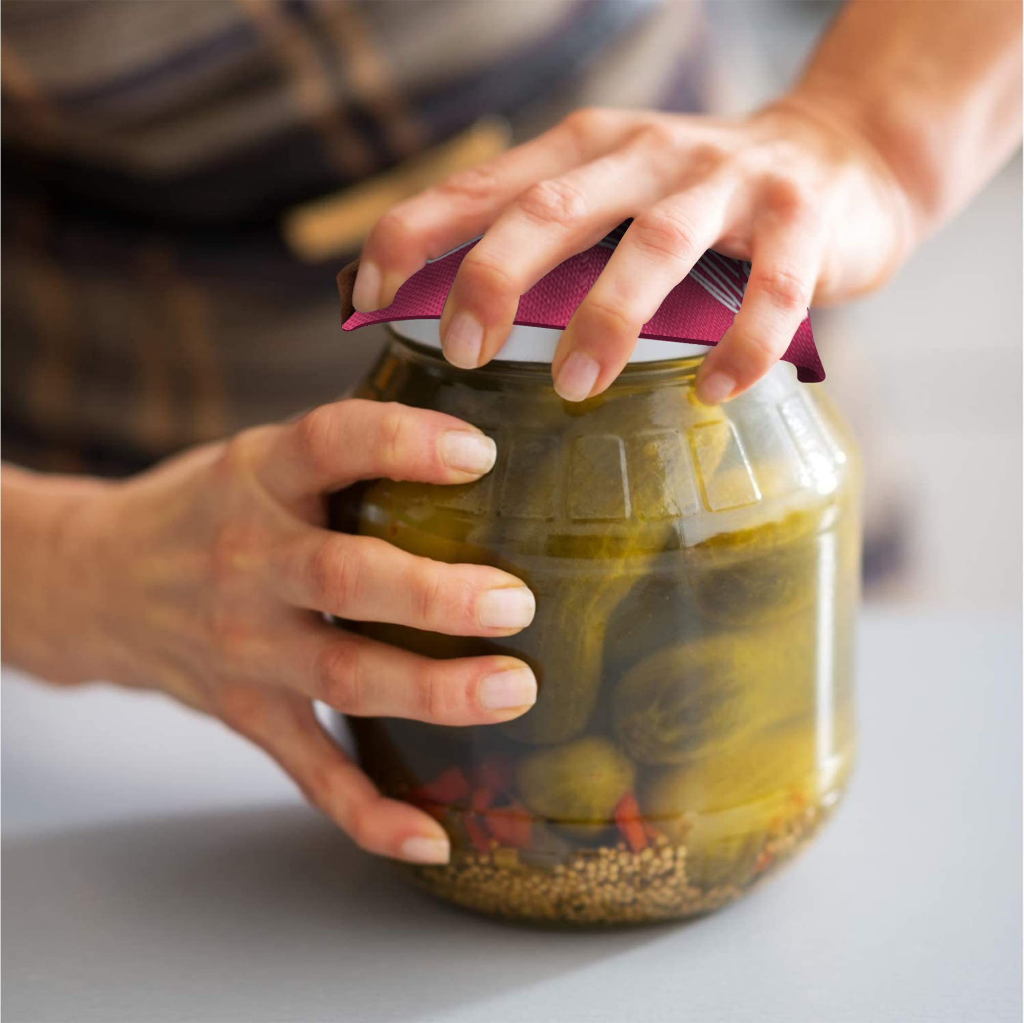 Jar Heads textured 1mm rubber grip closeup for a secure hold.