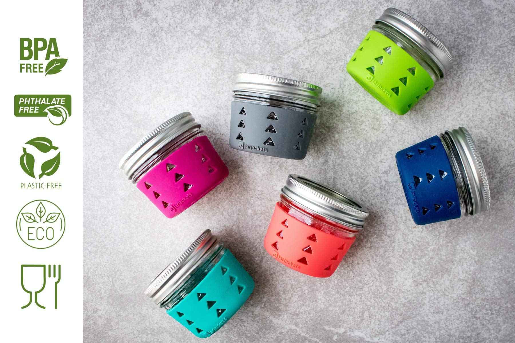 Kid-friendly grip helps little hands hold jars.