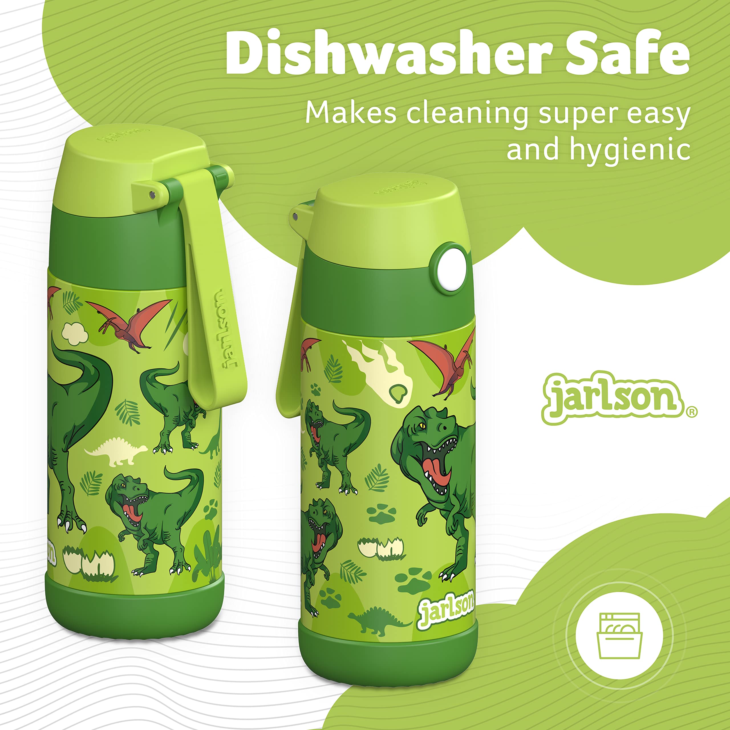 Jarlson stainless steel bottle with BPA-free tag, safe everyday hydration.