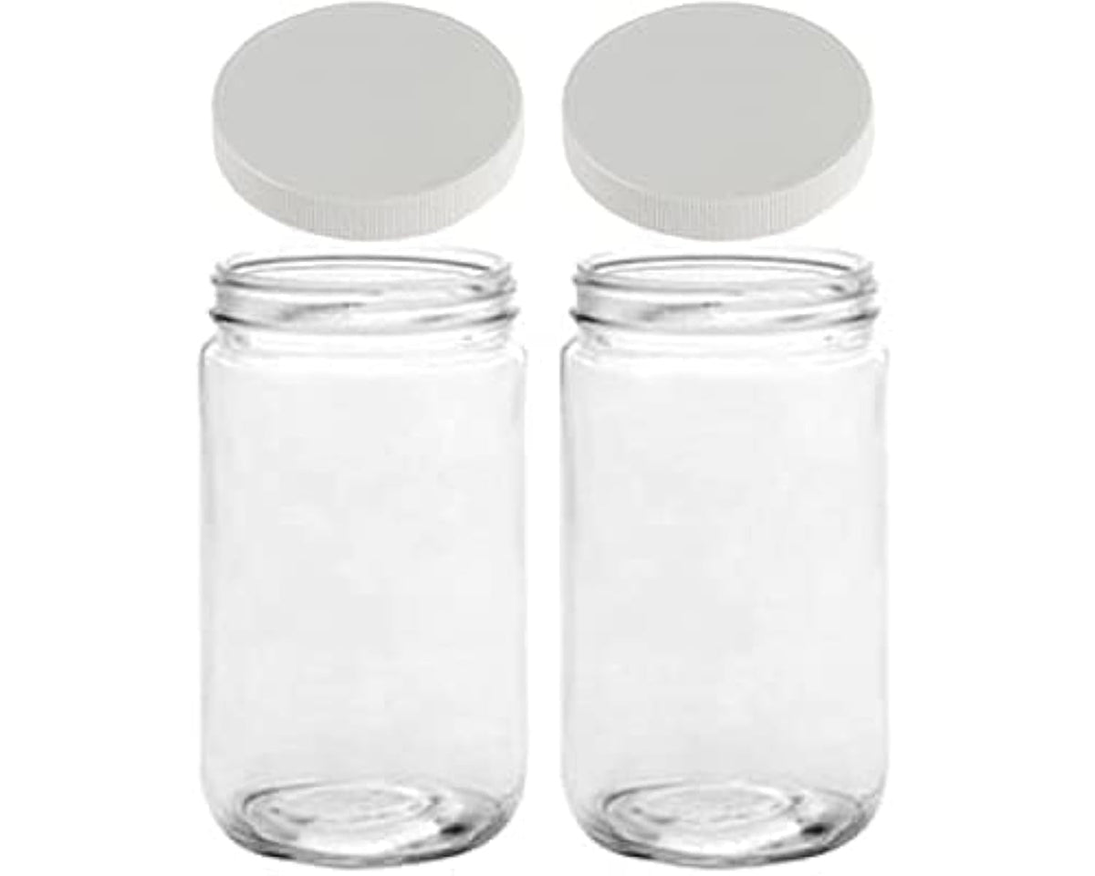 JARMING COLLECTIONS 32oz wide-mouth glass jar with lid for easy filling and storage.