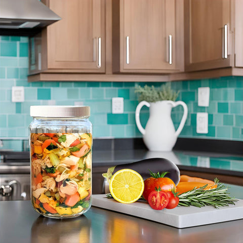 JARMING COLLECTIONS quart pantry jar keeps dry goods organized and visible.