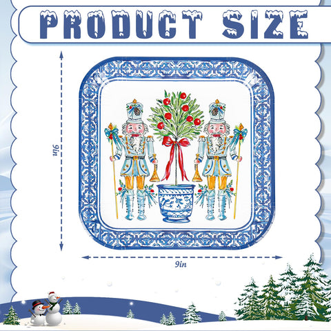 JarThenaAMCS Christmas disposable square plate 9in, perfect for quick cleanup after festive snacks.