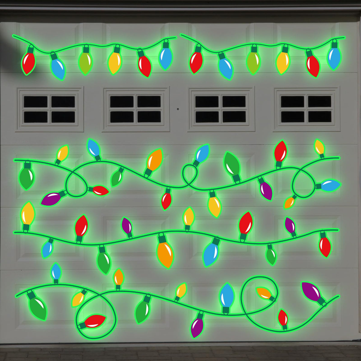 JarThenaAMCS Christmas magnets glow on the garage door after light exposure
