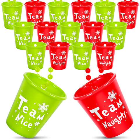 JarThenaAMCS Christmas shot-glass necklace in red and green, festive party accessory
