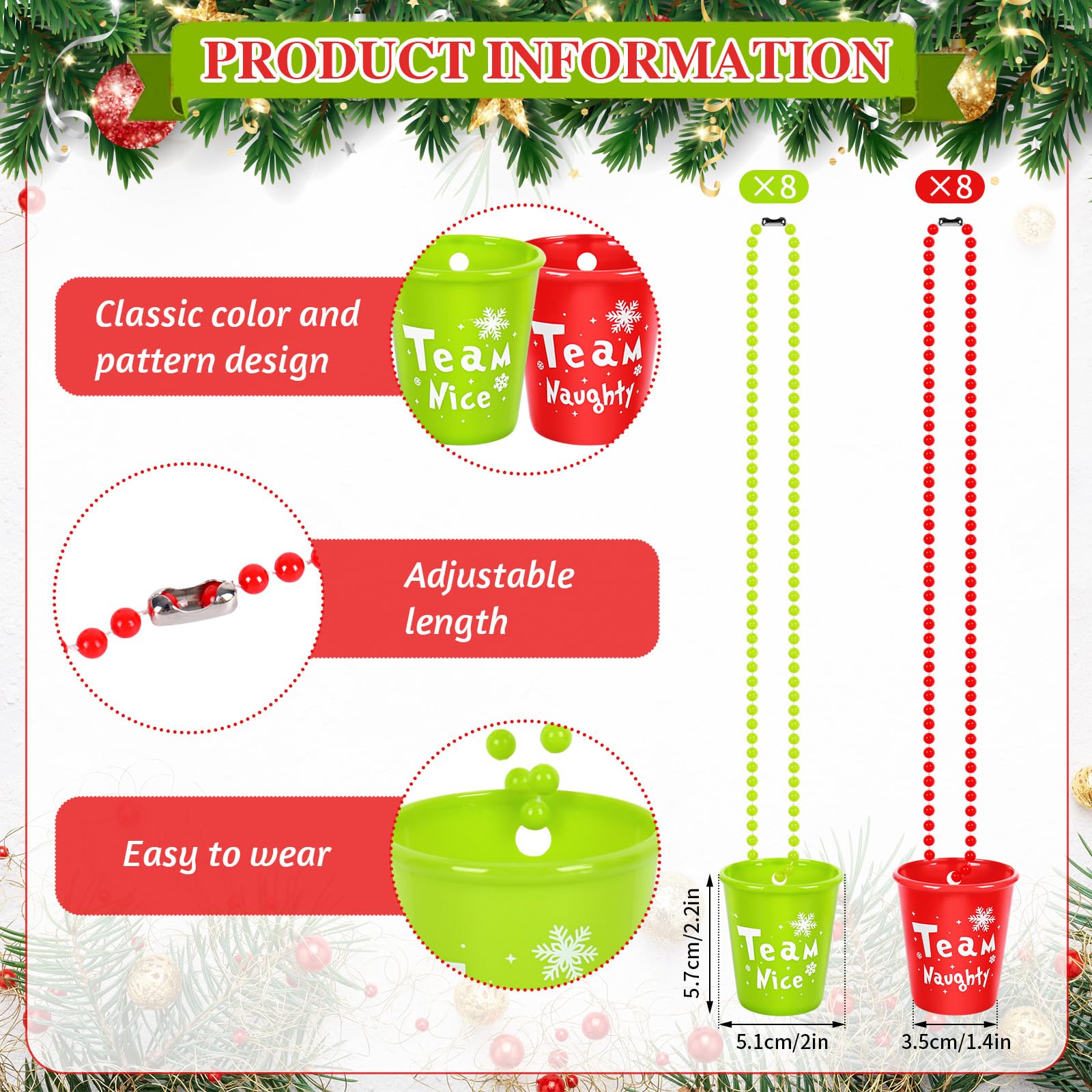 JarThenaAMCS necklace with Team Naughty design, ideal for holiday games and photos