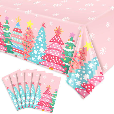 JarThenaAMCS Christmas table cover with pink-green pattern protects surfaces and adds festive color
