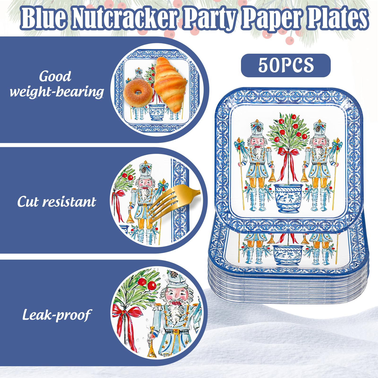 JarThenaAMCS premium paper plate square 9in, sturdy enough for appetizers and desserts.