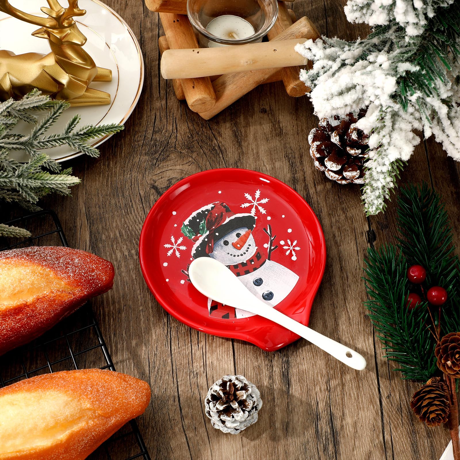 Red holiday accent complements coffee stations, bars, and festive table settings.