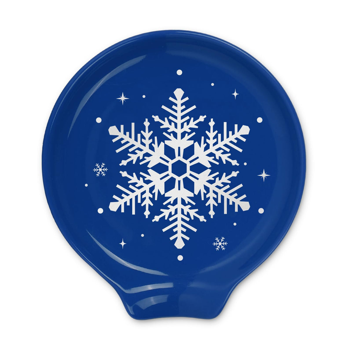 JarThenaAMCS winter spoon rest with blue snowflake pattern for a frosty coffee station
