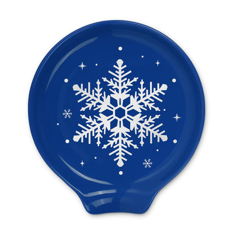 JarThenaAMCS winter spoon rest with blue snowflake pattern for a frosty coffee station