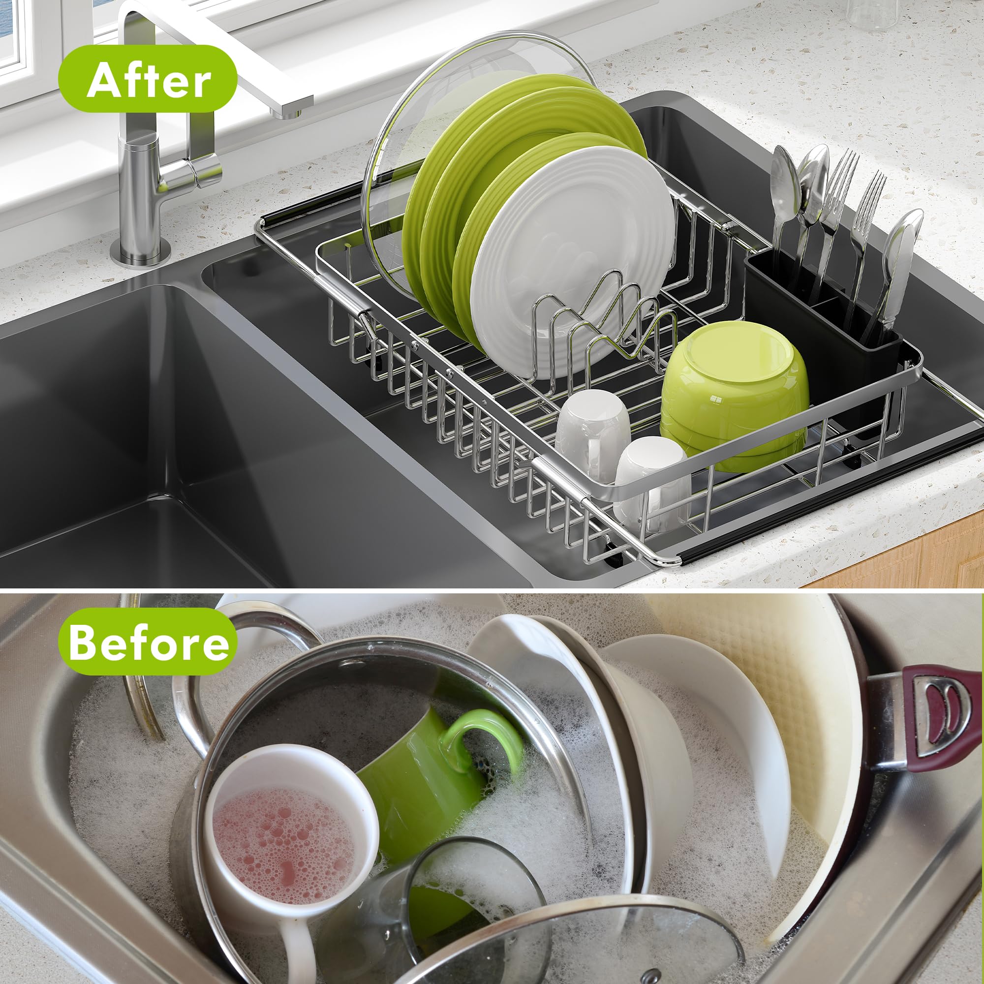 JASIWAY anti-scratch feet protect countertops and sinks.
