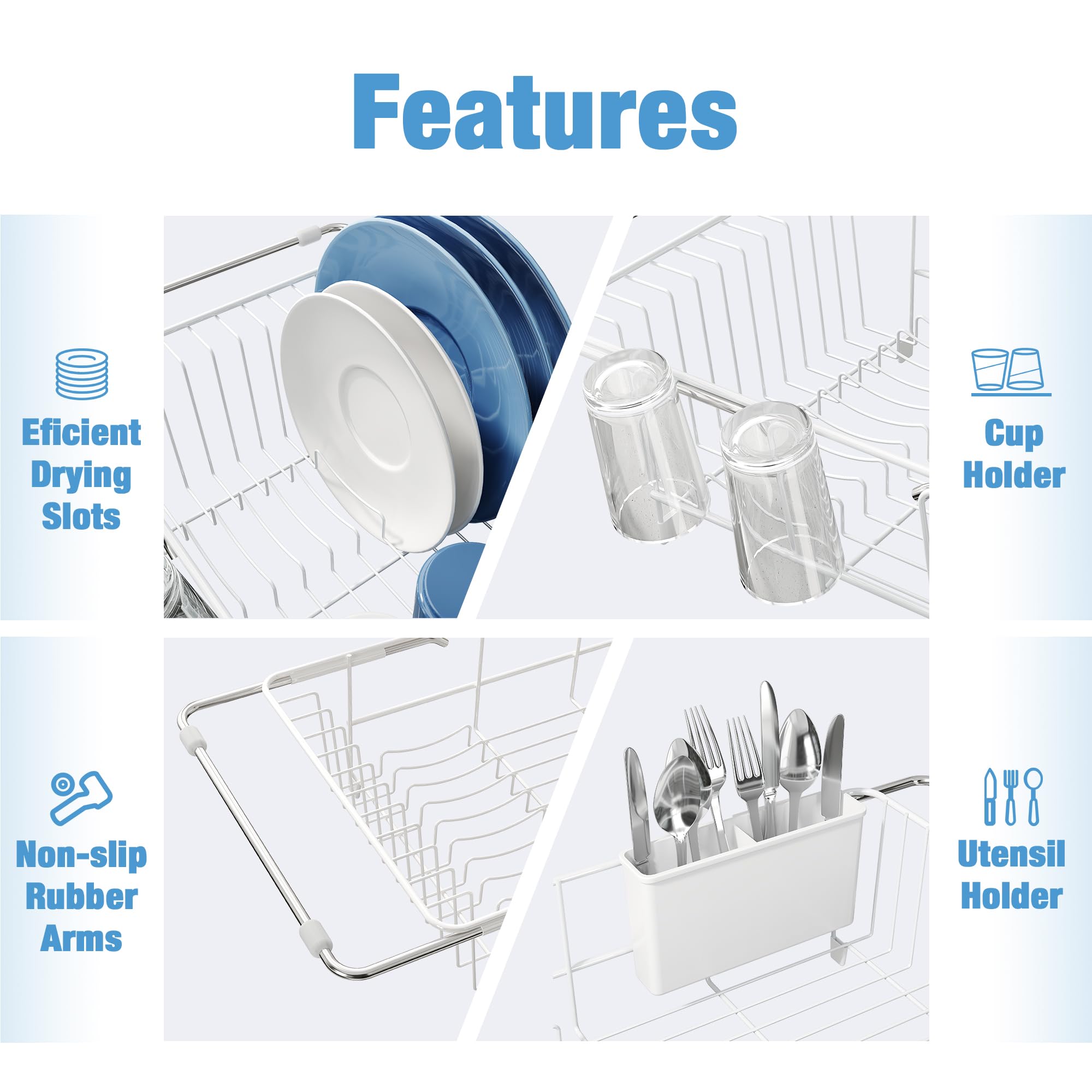 JASIWAY compact dish rack suits small kitchens and holds eight plates.