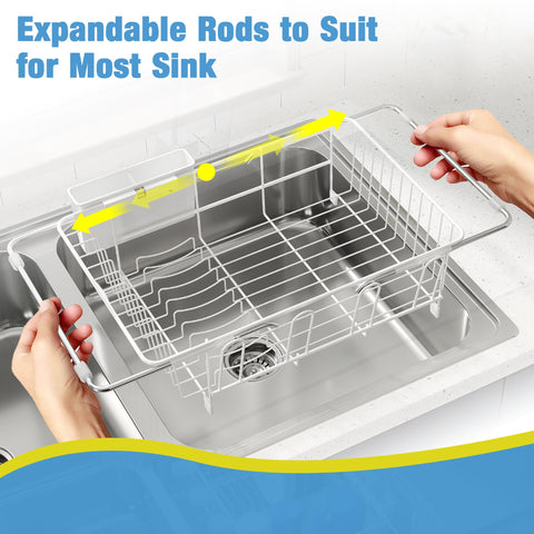 JASIWAY dish drying rack on countertop keeps dishes organized and dry.