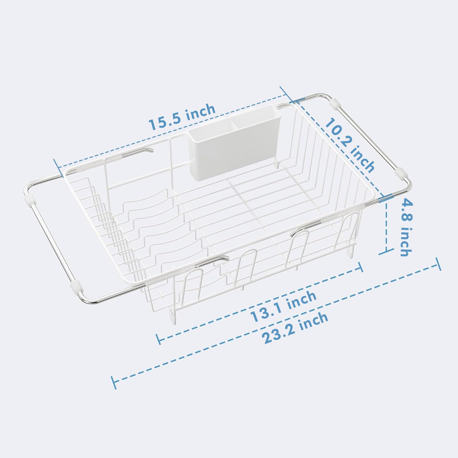 JASIWAY dish rack includes utensil holder for organized drying.