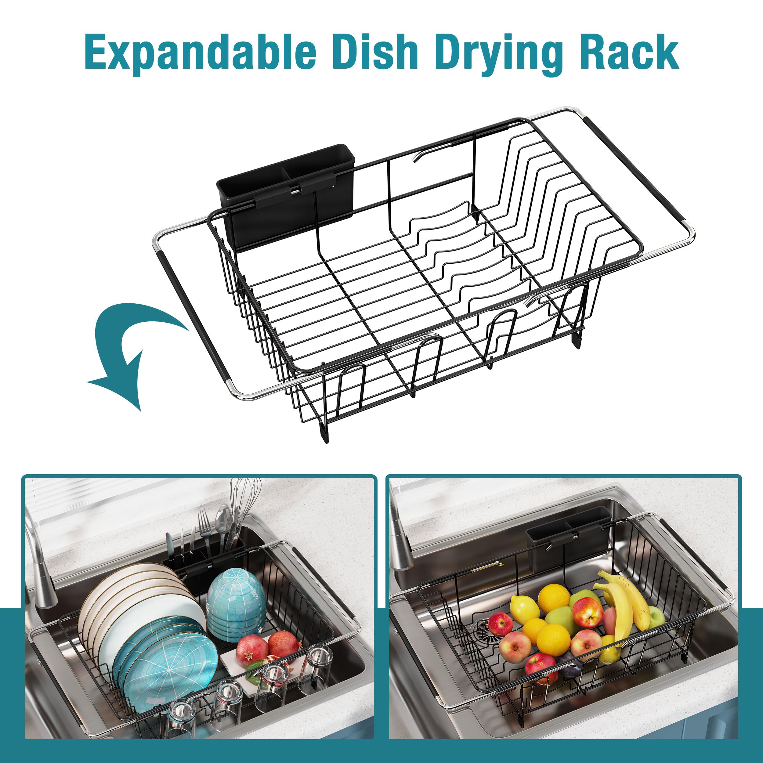 JASIWAY in-sink colander basket for rinsing vegetables with easy drainage.