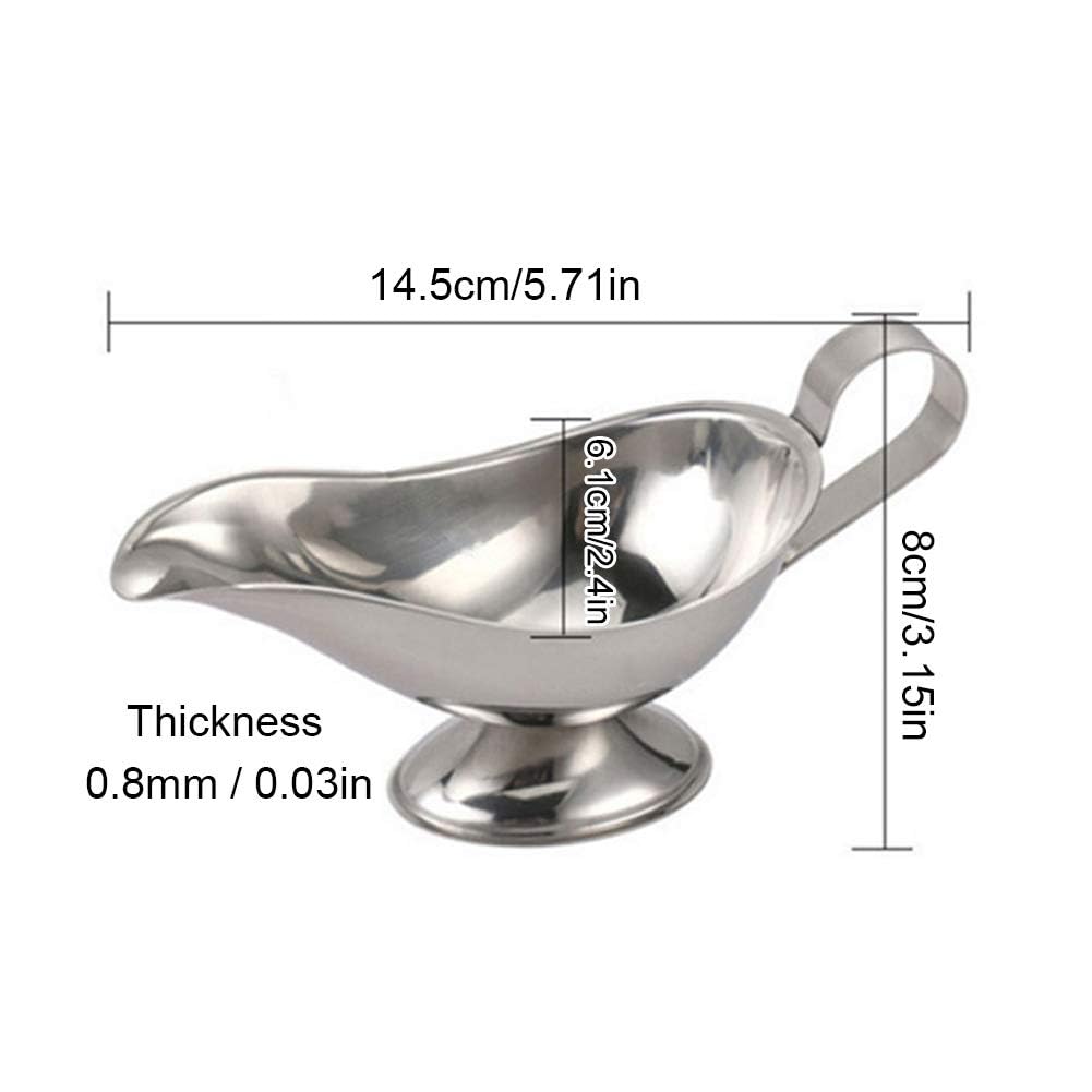 Jasni Liu 3-pack stainless steel sauce boats for versatile serving.