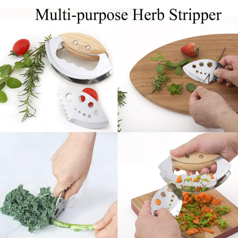 Jawanfu herb stripper with eight holes and six semicircles eases leaf removal.