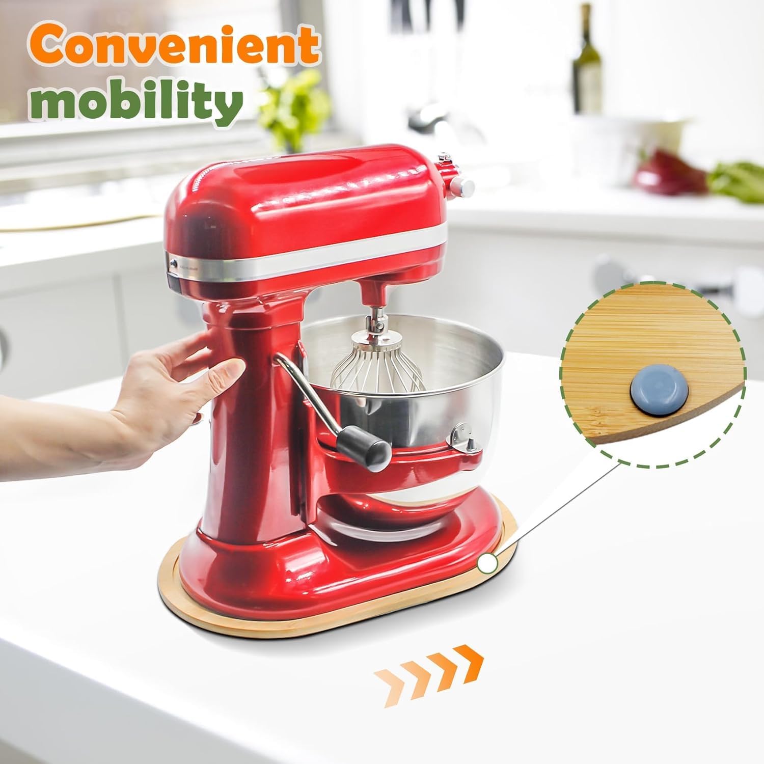 JAYOBGO mat is compatible with KitchenAid 5-8 qt bowl lift in use.