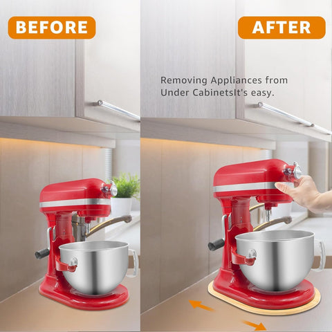 JAYOBGO slide mat keeps kitchen organized when placed on a shelf.