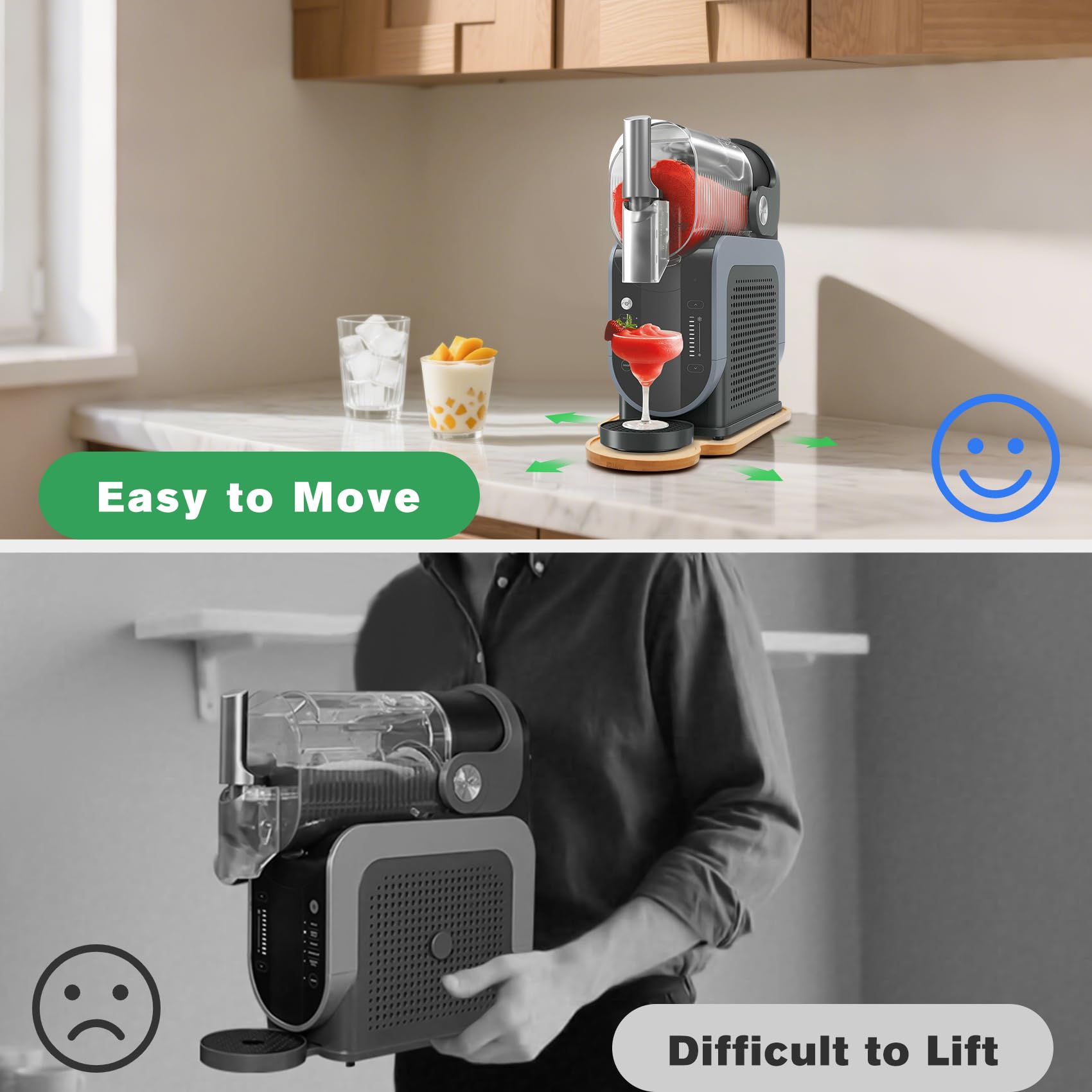 Jayobgo space-saving sliding pad helps move the machine under cabinets.