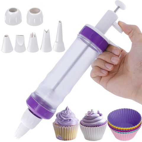 Jayvar dessert decorating syringe set with icing gun for precise cake frosting