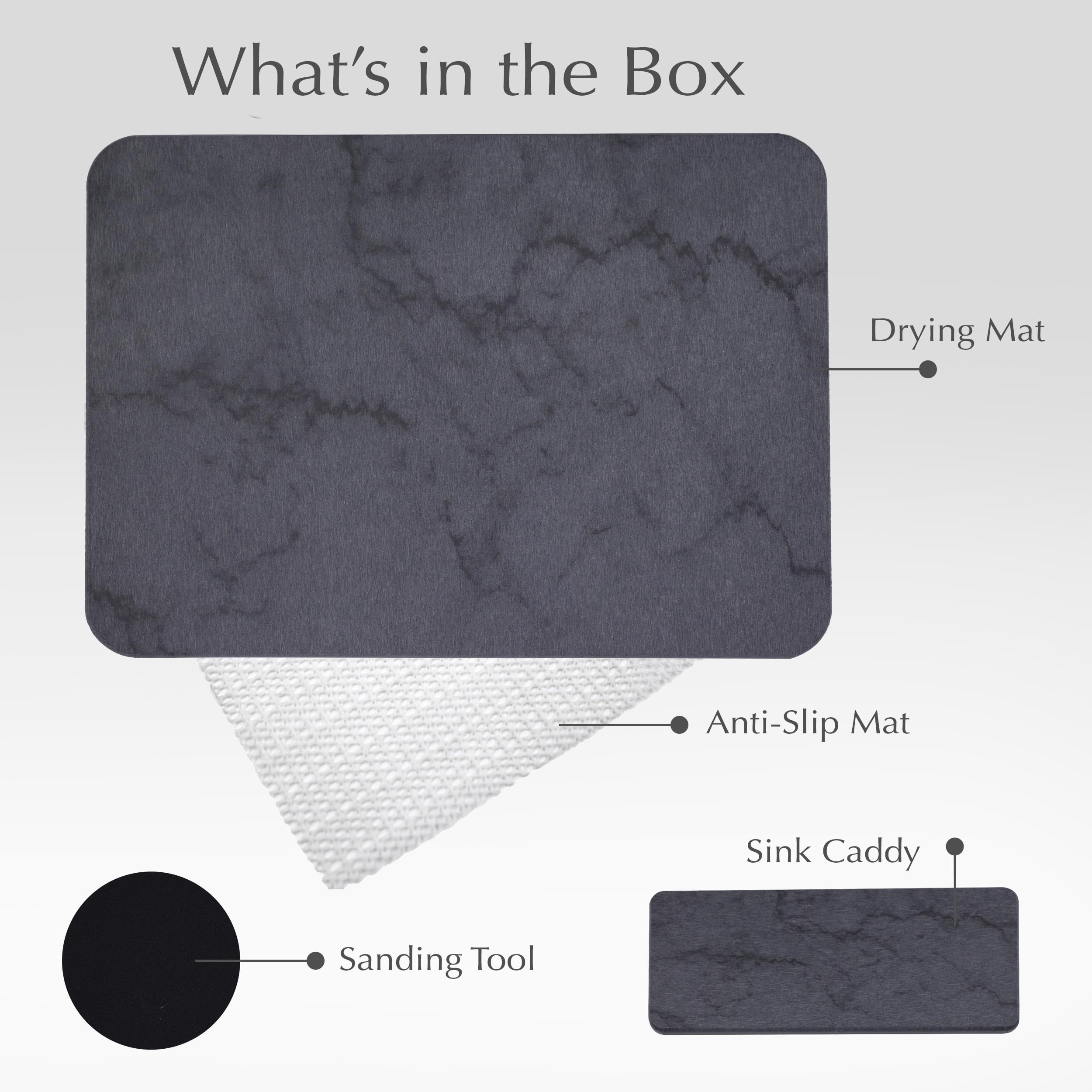 J.B stone drying mat with sink caddy keeps sponges organized
