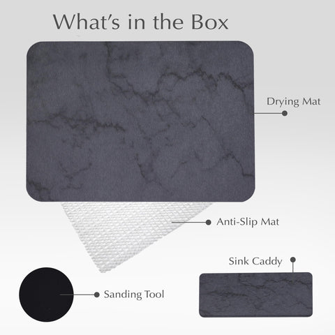 J.B stone drying mat with sink caddy keeps sponges organized