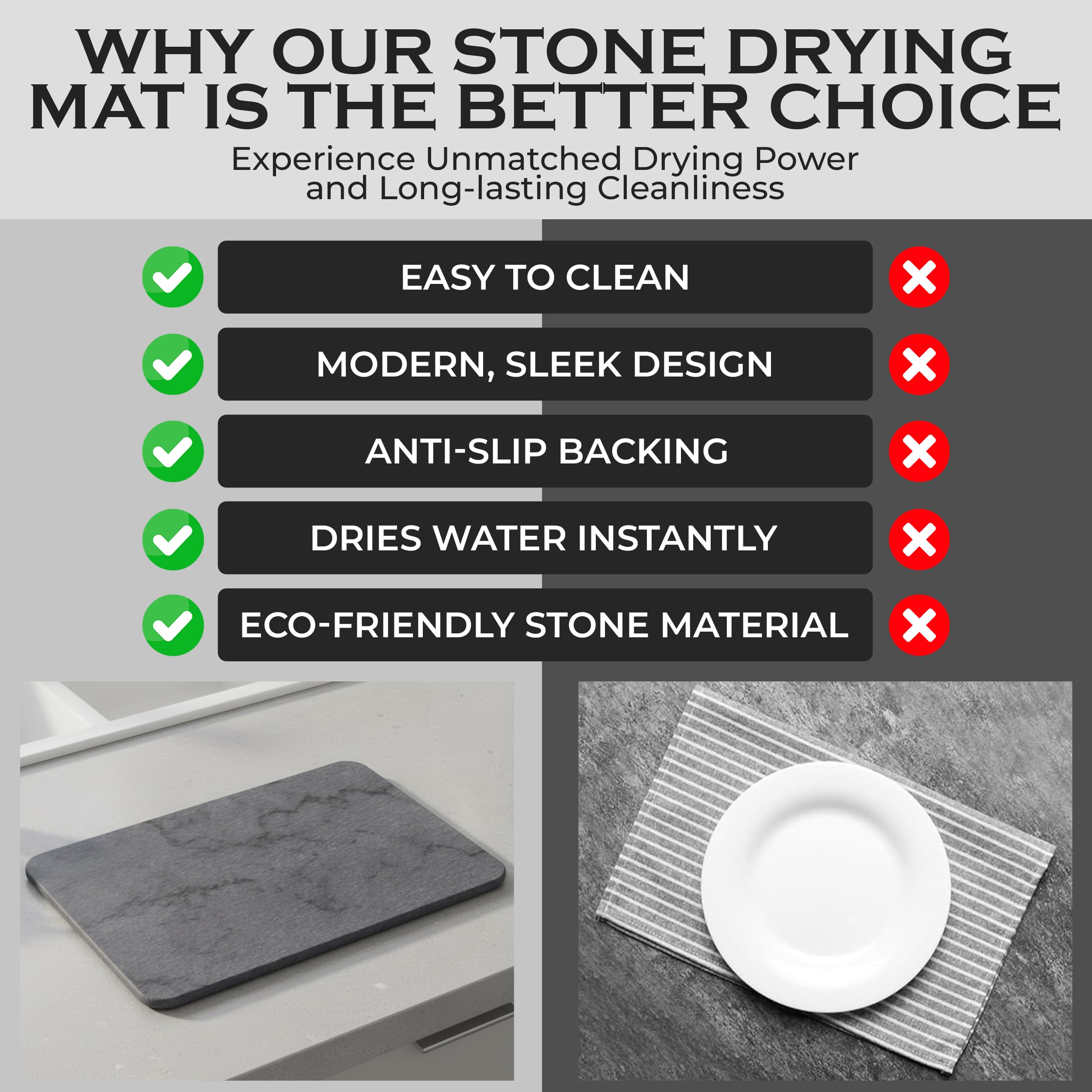 J.B large stone drying mat ideal for counters and sinks